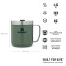 Stanley Classic — термокружка с ручкой 0,35 л, зелёная